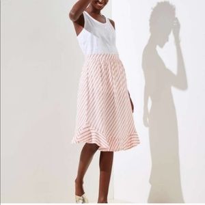 NWT LOFT striped ruffle hem skirt